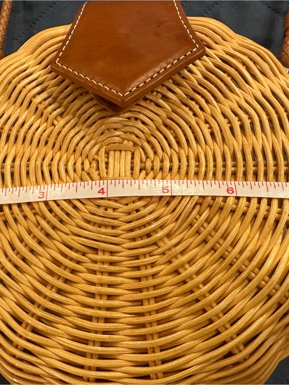J. McLaughlin Round Woven Crossbody in Tan and Cognac - Picture 11 of 16